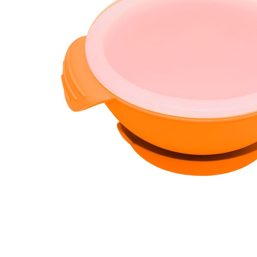 Tigela de Silicone com base de Sucção e tampa Orange - 2