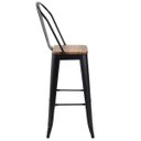 Ver imagem 2 de Banqueta alta Iron Tolix com encosto alto e assento de madeira rústica clara - Preto