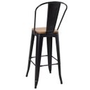 Ver imagem 3 de Banqueta alta Iron Tolix com encosto alto e assento de madeira rústica clara - Preto