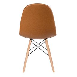Cadeira Estofada Eames Eiffel Botonê - Marrom Caramelo Vintage - Base de Madeira Clara - 3