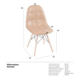 Cadeira Estofada Eames Eiffel Botonê - Marrom Caramelo Vintage - Base de Madeira Clara - 6