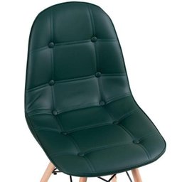 Cadeira Estofada Eames Eiffel Botonê - Verde Escuro - Base de Madeira Clara - 3
