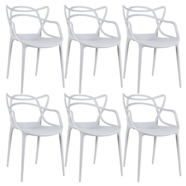 Kit 6 Cadeiras Masters Allegra - Cinza Claro