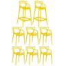 Kit 6 Cadeiras e 2 Banquetas Altas Masters Allegra - Amarelo - 1