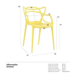 Kit 8 Cadeiras Masters Allegra - Amarelo - 7