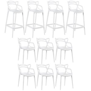 Kit 6 Cadeiras e 4 Banquetas Altas Masters Allegra - Branco