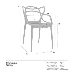 Kit 12 Cadeiras Masters Allegra - Cinza Escuro