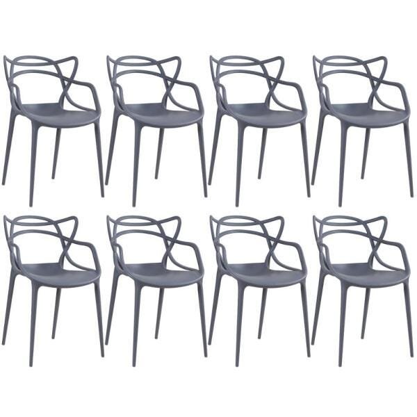 Kit 8 Cadeiras Masters Allegra - Cinza Escuro