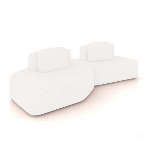 Sofá 2 Lugares Orgânico com Chaise e 1 Módulo Central Berlim Bouclê K01 - D'Rossi
