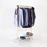 Arara De Roupas Reforçada Cabideiro Pinus e Branco com Rodas - 3