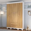 Ver imagem 1 de Guarda-roupa Infantil 122cm 4 Portas e 2 Gavetas Dengo Multimóveis Mp4438 Branco/madeirado