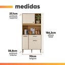 Ver imagem 3 de Armário de Cozinha Compacta 3 Portas 3 Nichos Yogi Madeirado/off White