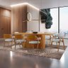 Sala de Jantar 8 Cadeiras Maciça com Braço Encosto Anatômico 2,20x1,10 Dália Sala Nobre - 1