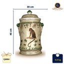 Ver imagem 3 de Potiche Decorativo com Tampa Cerâmica Chinesa Craquelada Macaco Pintado À Mão 46cm Columbus Gold