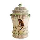Ver imagem 1 de Potiche Decorativo com Tampa Cerâmica Chinesa Craquelada Macaco Pintado À Mão 46cm Columbus Gold