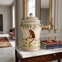 Ver imagem 2 de Potiche Decorativo com Tampa Cerâmica Chinesa Craquelada Macaco Pintado À Mão 46cm Columbus Gold