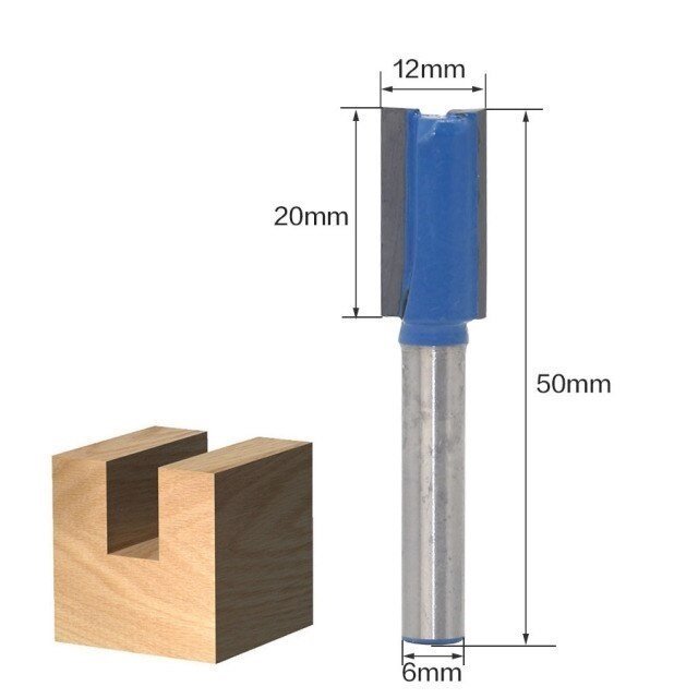 Fresa Reta Para Tupia Haste 6mm Corte 12mm x 20mm - 2