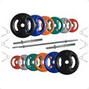 Ver imagem 2 de Kit Musculação com Suporte + 50 Kg de Anilhas Emborrachadas com Barras