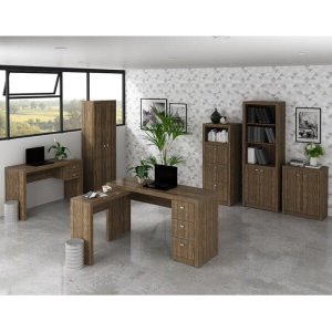 Conjunto Escritório Completo 6 Peças CJ4 Nogal Tecno Mobili