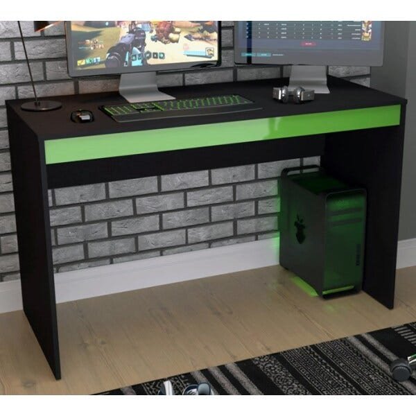 Mesa Escrivaninha Gamer para Computador B23 Preto Verde Nova Mobile