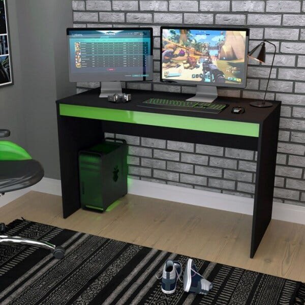 Mesa Escrivaninha Gamer para Computador B23 Preto Verde Nova Mobile - 5