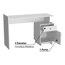 Ver imagem 3 de Mesa Escrivaninha para Computador Lisboa com 1 Porta e 1 Gaveta - Branco