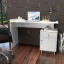 Ver imagem 1 de Mesa Escrivaninha para Computador Lisboa com 1 Porta e 1 Gaveta - Branco