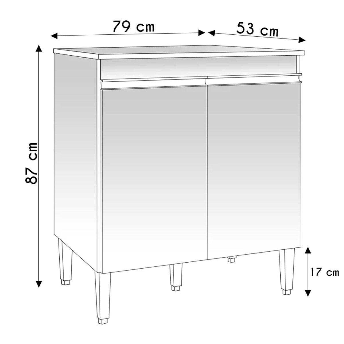 Balcão Cooktop 2 Portas Andréia Branco Ajl Móveis - 4