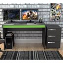 Ver imagem 1 de Conjunto Mesa Escrivaninha e Gaveteiro Gamer B29 Preto Verde Nova Mobile