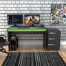 Conjunto Mesa Escrivaninha e Gaveteiro Gamer B29 Preto Verde Nova Mobile - 6