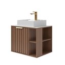 Ver imagem 2 de Gabinete para Banheiro 60cm com 1 Porta 2 Nichos e Cuba de Sobrepor Noruega Marrom/Freijó