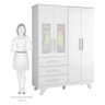 Quarto de Bebê com Guarda Roupa com Janela em Acrílico e Berço Retrô Moveis Peroba Branco Brilho - 7
