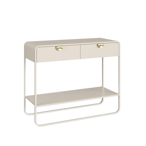 Aparador 2 Gavetas 100cm Orgânico Pé Metal Luna Off White 28066