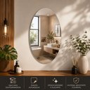 Ver imagem 2 de Espelho Adesivo Grande 40x30cm Oval Autoadesivo Decorativo Parede Banheiro Quarto Sala Multiuso sem