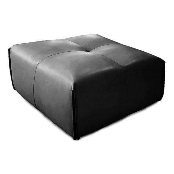 Puff Retangular Senepol 0405 Couro Legitimo Leather Preto Toro Bianco