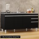 Ver imagem 2 de Balcão Gabinete 160cm Sem Tampo 4 Portas 2 Gavetas Arkansas Preto - Lumil Móveis