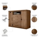 Ver imagem 3 de Cômoda Quarto 129cm 4 Gavetas 2 Portas Savana Jatobá S01 - Mpozenato