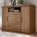 Ver imagem 1 de Cômoda Quarto 129cm 4 Gavetas 2 Portas Savana Jatobá S01 - Mpozenato