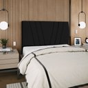 Ver imagem 2 de Cabeceira Estofada Casal Belgica 140cm Suede Preto