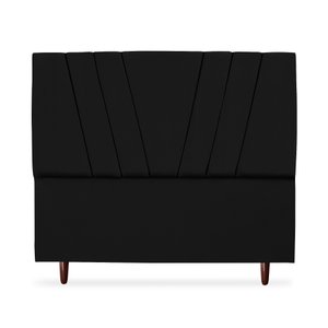 Cabeceira Estofada Casal Belgica 140cm Suede Preto