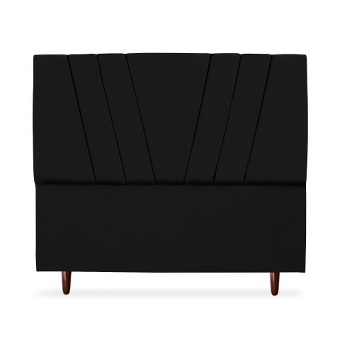 Cabeceira Estofada Casal Belgica 140cm Suede Preto