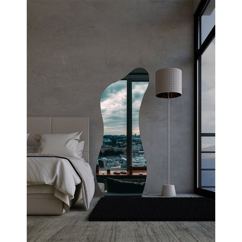Espelho Orgânico Luxo Grande 150 X 60 Corpo Inteiro Moderno Lapidado com Suporte
