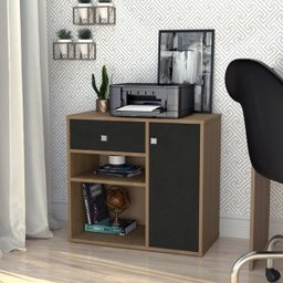 Armário Multiuso para Escritório Ravena B39 Mel Preto Nova Mobile - 7