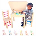 Ver imagem 1 de Conjunto de Mesa Baú com 2 Cadeiras Colorida Infantil de Madeira Maciça Resistente