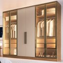 Ver imagem 1 de Guarda Roupa 4 Portas Reflecta com LED Bege/Macadâmia/Duna