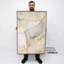 Ver imagem 2 de Quadro Decorativo em Canvas Abstrato Mármore Branco Perolado TaColado Borda Infinita 120 x 80cm