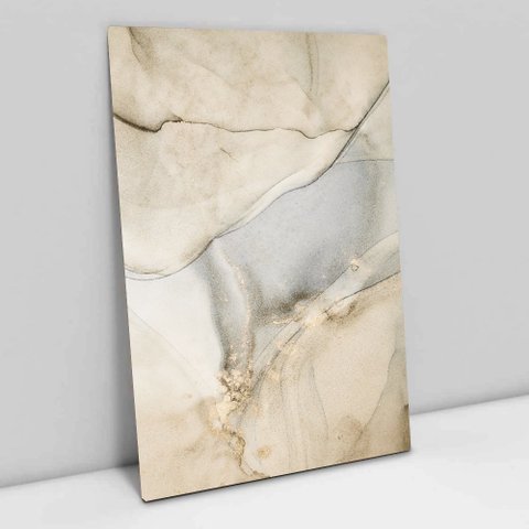 Quadro Decorativo em Canvas Abstrato Mármore Branco Perolado TaColado Borda Infinita 120 x 80cm