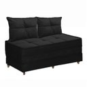 Ver imagem 1 de Pufe Cama Dobrável Casal 130cm com 02 Almofadas - Suede Preto