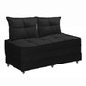 Pufe Cama Dobrável Casal 130cm com 02 Almofadas - Suede Preto - 1