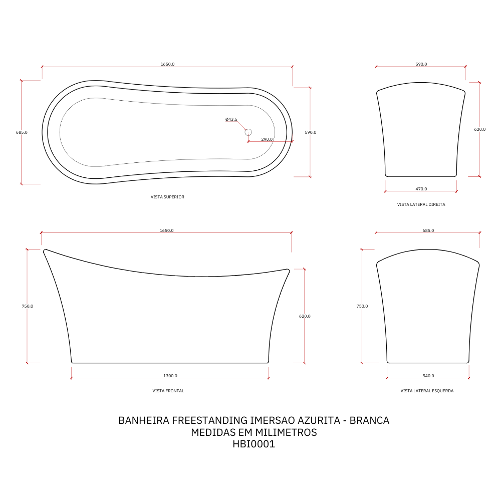 Banheira Freestanding Imersão Acrílico 165 Cm Azurita Pingoo.casa - Branco - 8